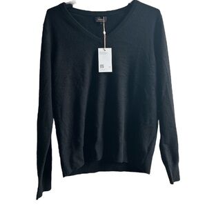 Quince Mongolian Cashmere V-Neck Sweater – Women’s Size Large – Black – NWT soft